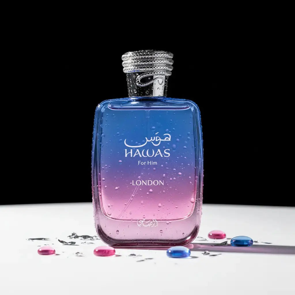 Flacon Hawas avec dégradé bleu-rose